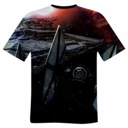 Мужская футболка 3D Starships in space-PrintSalon Мужская футболка 3D Starships in space