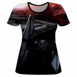 Женская футболка 3D Starships in space-PrintSalon Женская футболка 3D Starships in space