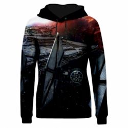 Жіноче 3D худі Starships in space-PrintSalon Жіноче 3D худі Starships in space