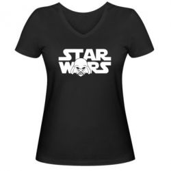 Женская футболка с V-образным вырезом StarWars Logo - PrintSalon
