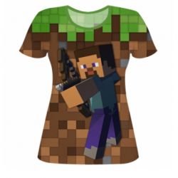 Женская футболка 3D Steve from game Minecraft - PrintSalon