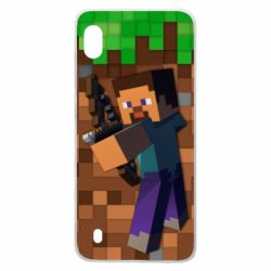Чехол для Samsung A10 Steve from game Minecraft - PrintSalon