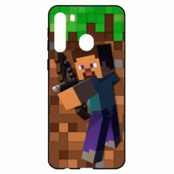 Чехол для Samsung A21 Steve from game Minecraft - PrintSalon