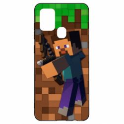 Чехол для Samsung A21s Steve from game Minecraft - PrintSalon