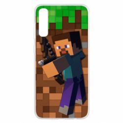 Чехол для Samsung A50 Steve from game Minecraft - PrintSalon