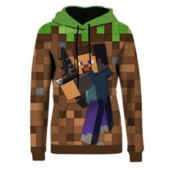 Женское 3D худи Steve from game Minecraft - PrintSalon