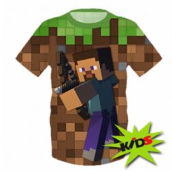 Детская 3D футболка Steve from game Minecraft