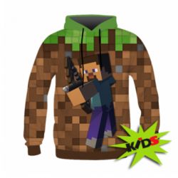 Детское 3D худи Steve from game Minecraft - PrintSalon