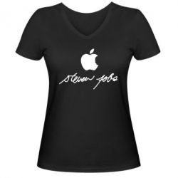Женская футболка с V-образным вырезом Steve Jobs - PrintSalon