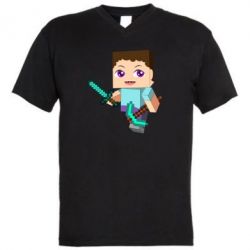 Чоловіча футболка з V-подібним вирізом Steve minecraft - PrintSalon