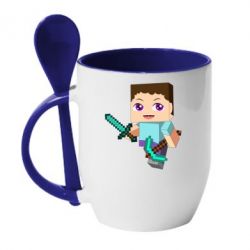 Чашка з ложкою Steve minecraft - PrintSalon