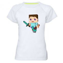 Жіноча футболка для спорту Steve minecraft - PrintSalon