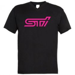 Мужская футболка  с V-образным вырезом STI Logo - PrintSalon