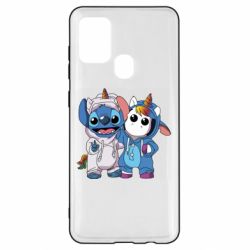 Чехол для Samsung A21s Стич и единорог - PrintSalon