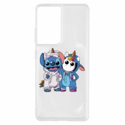 Чехол для Samsung S21 Ultra Стич и единорог - PrintSalon