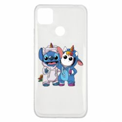 Чехол для Xiaomi Redmi 9c Стич и единорог - PrintSalon