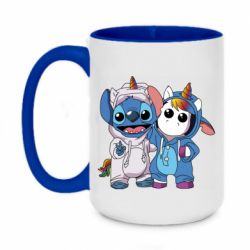 Чашка двухцветная 420ml Стич и единорог - PrintSalon