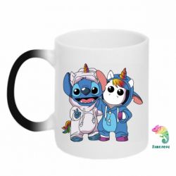 Чашка-хамелеон Стич и единорог - PrintSalon