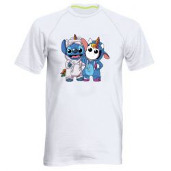 Мужская футболка для спорта Стич и единорог - PrintSalon