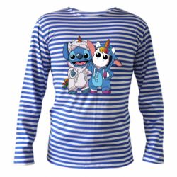 Тельняшка с длинным рукавом Стич и единорог - PrintSalon