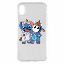 Чехол для iPhone X/Xs Стич и единорог - PrintSalon