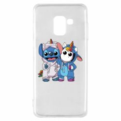 Чехол для Samsung A8 2018 Стич и единорог - PrintSalon
