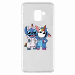 Чехол для Samsung A8+ 2018 Стич и единорог - PrintSalon