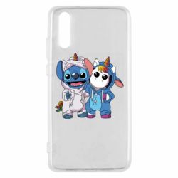 Чехол для Huawei P20 Стич и единорог - PrintSalon