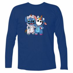 Футболка с длинным рукавом Стич и единорог - PrintSalon