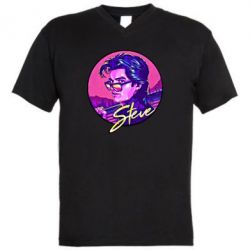 Мужская футболка  с V-образным вырезом Стив очень странные дела - PrintSalon
