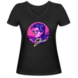 Женская футболка с V-образным вырезом Стив очень странные дела - PrintSalon