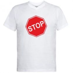 Чоловіча футболка з V-подібним вирізом STOP - PrintSalon
