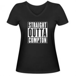 Женская футболка с V-образным вырезом Straight outta compton - PrintSalon