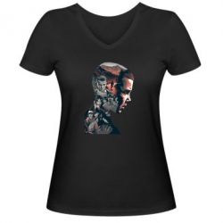 Женская футболка с V-образным вырезом Stranger things art - PrintSalon