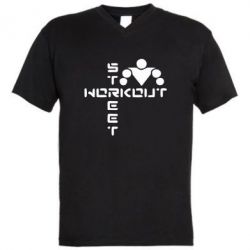 Мужская футболка  с V-образным вырезом Street Workout крест - PrintSalon