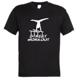Мужская футболка  с V-образным вырезом Street workout - PrintSalon