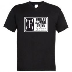 Мужская футболка  с V-образным вырезом Subaru All-Wheel - PrintSalon