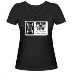 Женская футболка с V-образным вырезом Subaru All-Wheel - PrintSalon