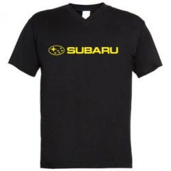 Мужская футболка  с V-образным вырезом Subaru logo - PrintSalon