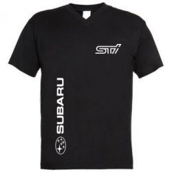 Чоловіча футболка з V-подібним вирізом Subaru STI Logo - PrintSalon