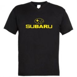 Мужская футболка  с V-образным вырезом Subaru - PrintSalon