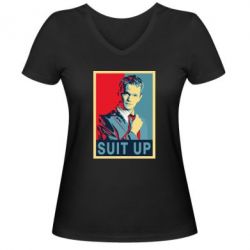 Женская футболка с V-образным вырезом Suit up! - PrintSalon