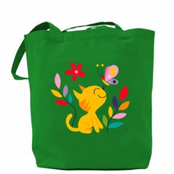 Шоппер Cat, Flowers and Butterfly - PrintSalon
