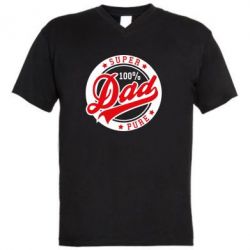 Мужская футболка  с V-образным вырезом Super Dad Pure 100% - PrintSalon