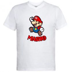 Мужская футболка  с V-образным вырезом Супер Марио - PrintSalon
