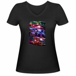 Женская футболка с V-образным вырезом Super power avengers - PrintSalon