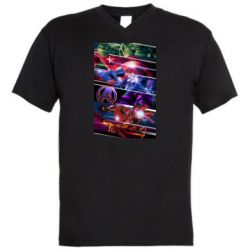 Мужская футболка  с V-образным вырезом Super power avengers - PrintSalon