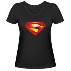 Женская футболка с V-образным вырезом Superman Emblem - PrintSalon