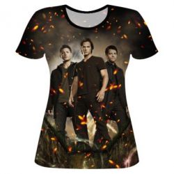 Женская футболка 3D Supernatural Sam, Dean and Cass - PrintSalon