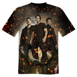 Мужская футболка 3D Supernatural Sam, Dean and Cass - PrintSalon